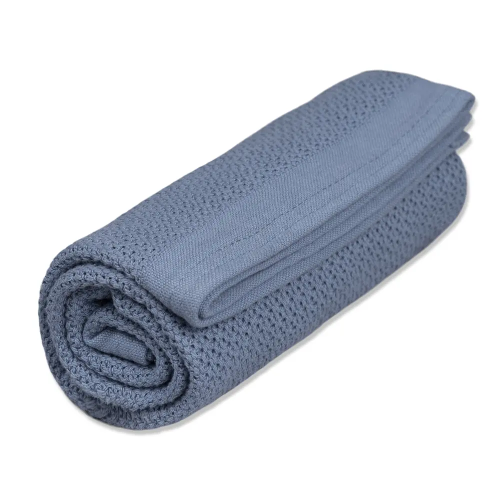 Striktæppe, Bomuld   Denim fra Vinter & Bloom