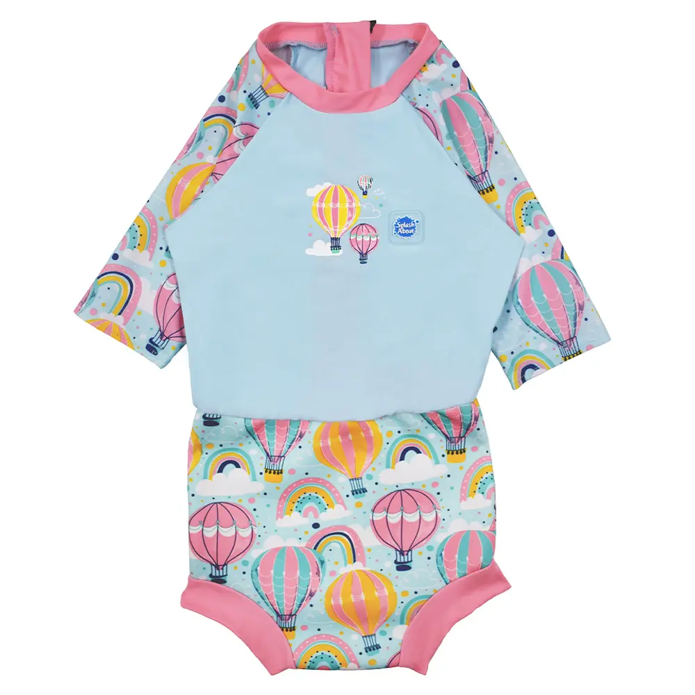 Happy Nappy Sunsuit   Up & Away Pink   3 8 Mdr. fra Splash About