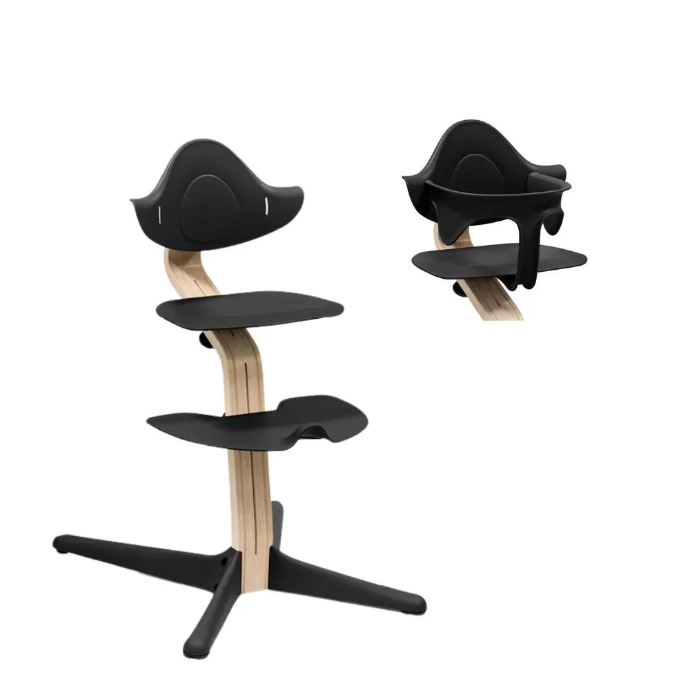 Højstol Bøg   Natural Black Inkl. Babysæt fra Stokke Nomi