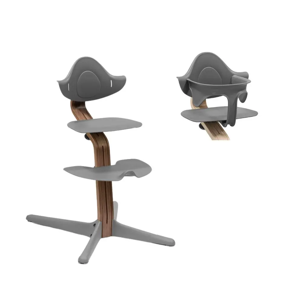 Højstol Eg   Walnut Grey Inkl. Babysæt fra Stokke Nomi