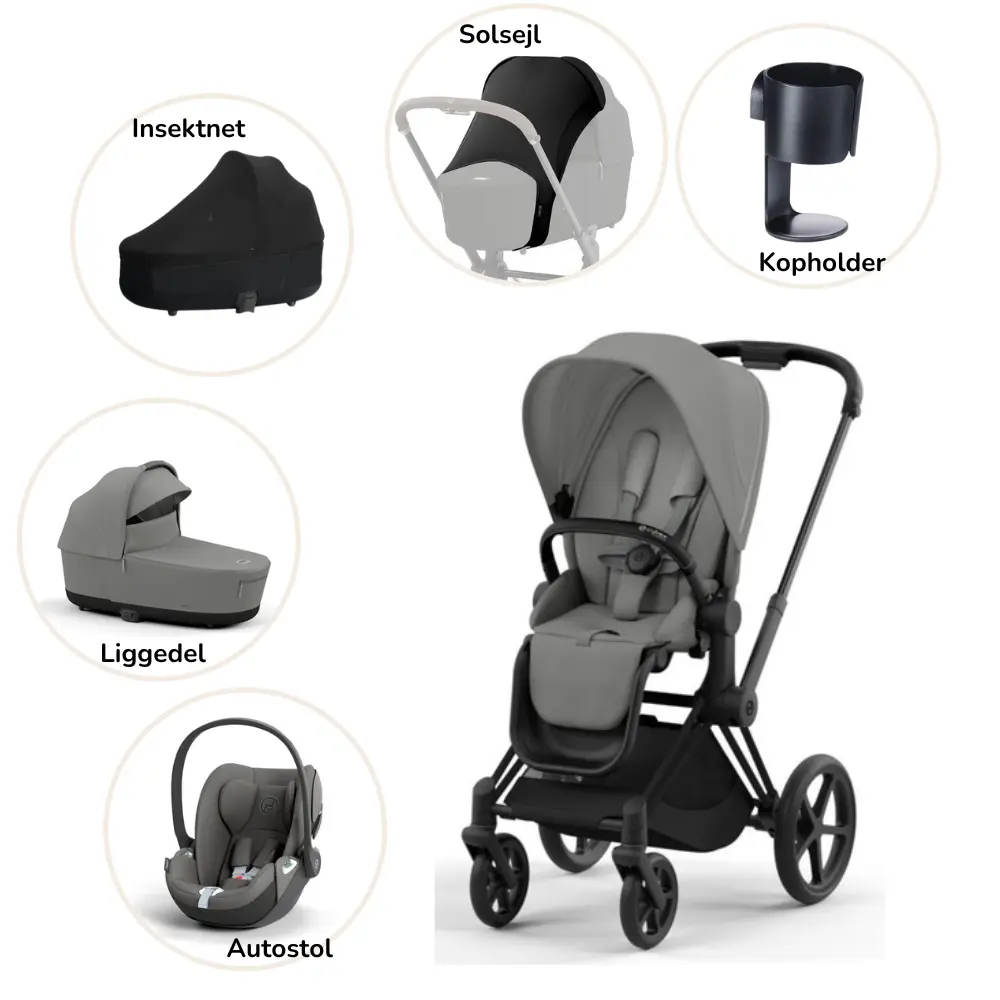 Priam Pakke Mirage Grey Matt Black fra Cybex