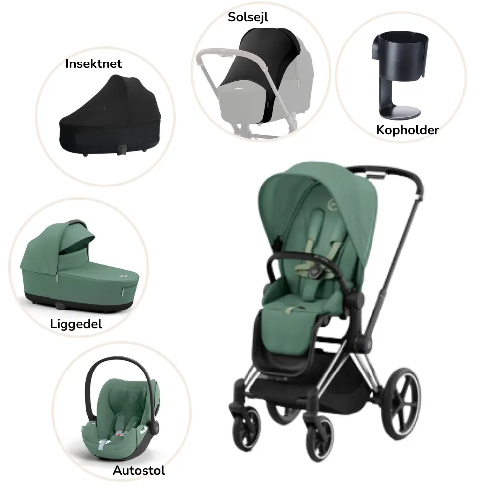 Priam Pakke   Leaf Green Chrome Black Plus fra Cybex