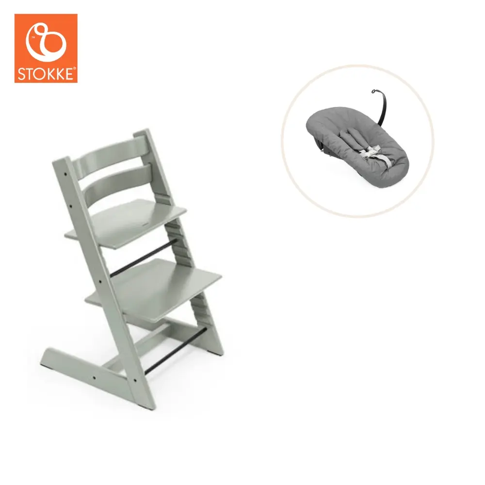 Højstol Bøg Inkl. Newborn Sæt   Glacier Green fra Tripp Trappâ®