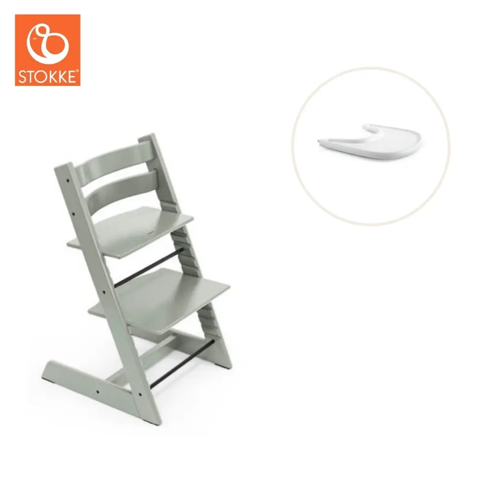 Højstol Inkl. Tray   Glacier Green Hvid fra Stokkeâ®