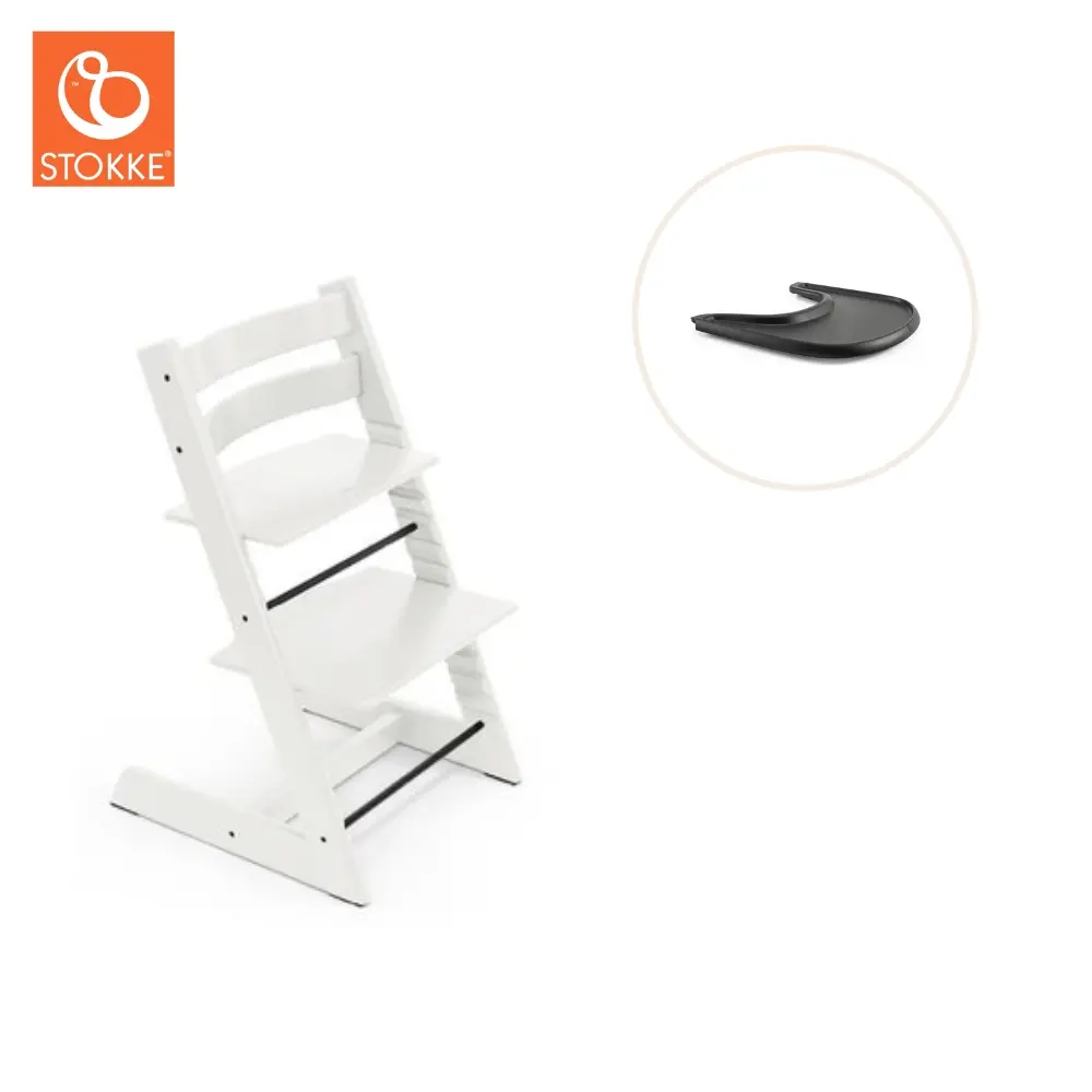 Højstol Inkl. Tray   Hvid Sort fra Stokkeâ®