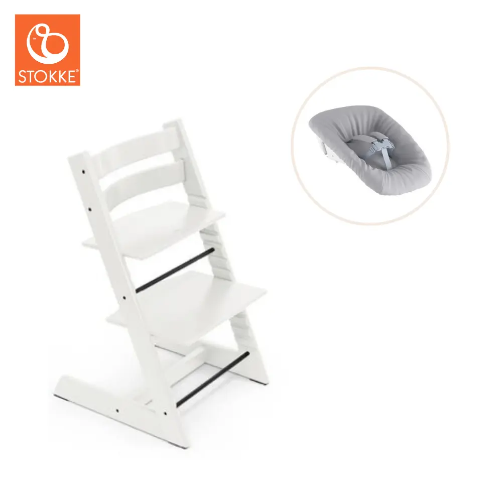 Højstol Bøg Inkl. Newborn Sæt   Hvid fra Tripp Trappâ®