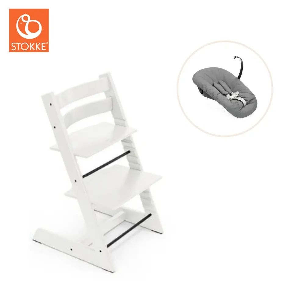 Højstol Bøg Inkl. Newborn Sæt   Hvid fra Tripp Trappâ®