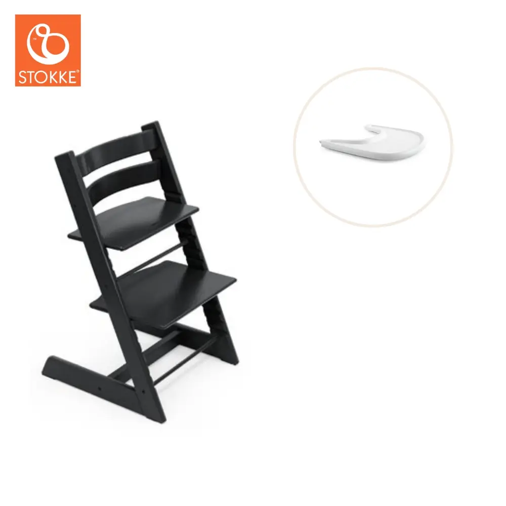 Højstol Inkl. Tray   Sort Hvid fra Stokkeâ®