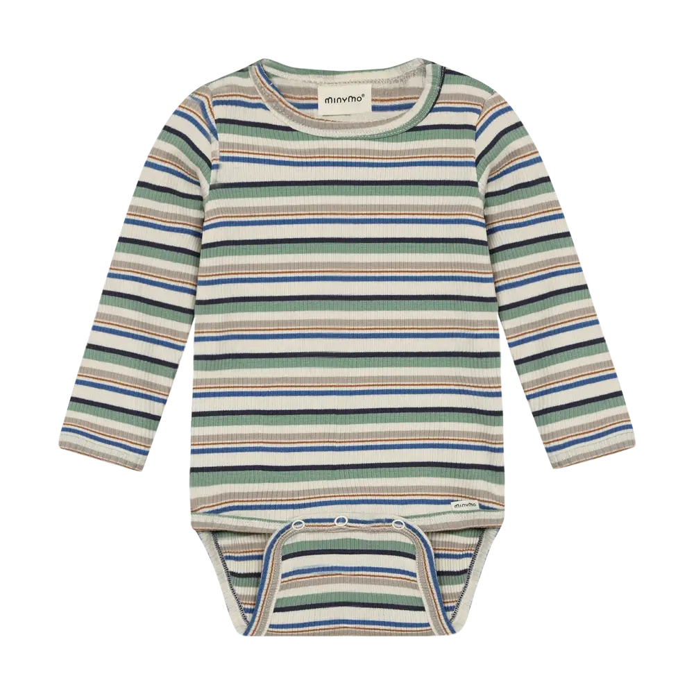 Langærmet Rib Body M. Striber Lily Pad 56 fra Minymo
