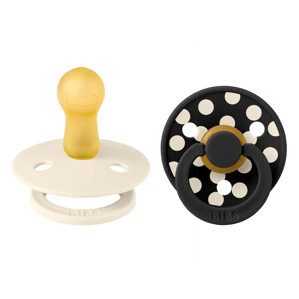 Studio Colour 2pk Polka Latex Str 2 Ivory Black fra Bibs