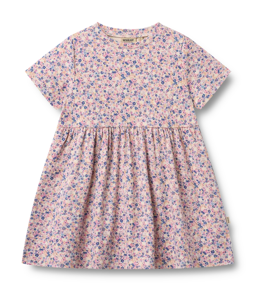 Anna Jersey Kjole   Pink Blue Flowers   98 fra Wheat