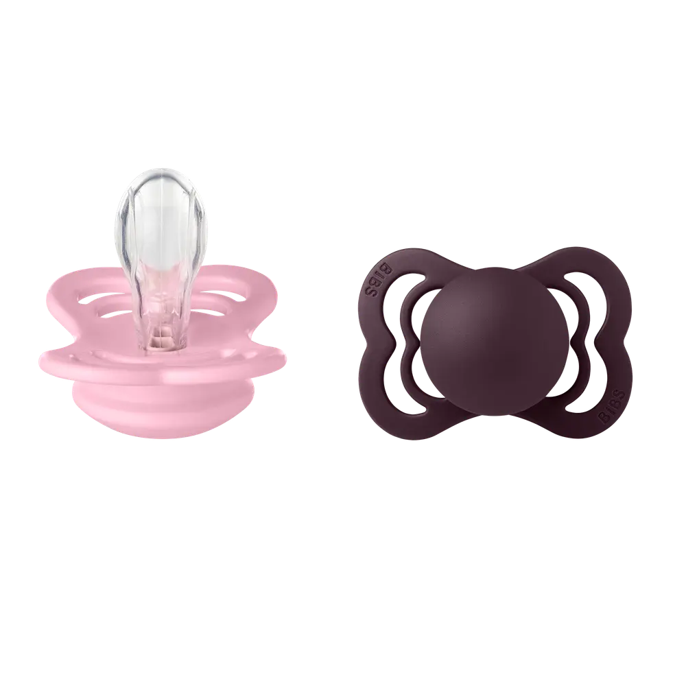 Supreme 2pk Silicone Str 1 Baby Pink Plum fra Bibs