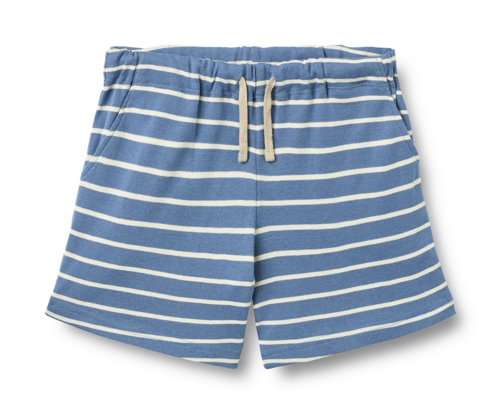 Kalle Jersey Shorts   Blue Stripe   110 fra Wheat