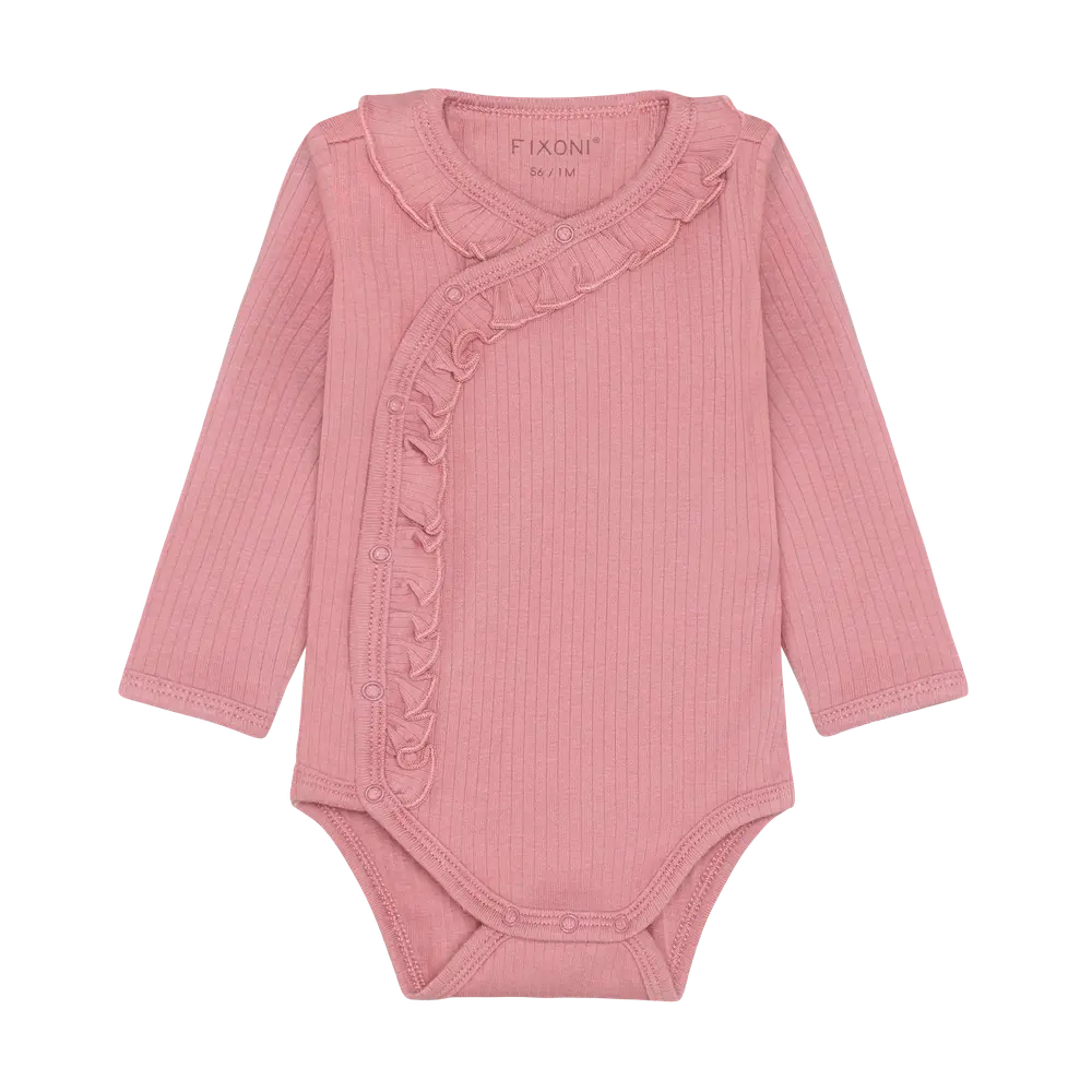 Langærmet Wrap Rib Body   Dusty Rose   62 fra Fixoni