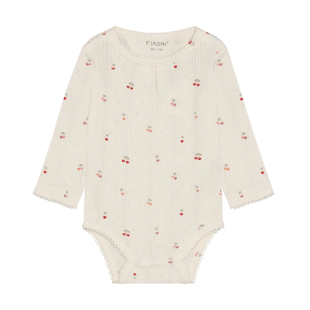 Langærmet Body Pointelle Eggnog 68 fra Fixoni