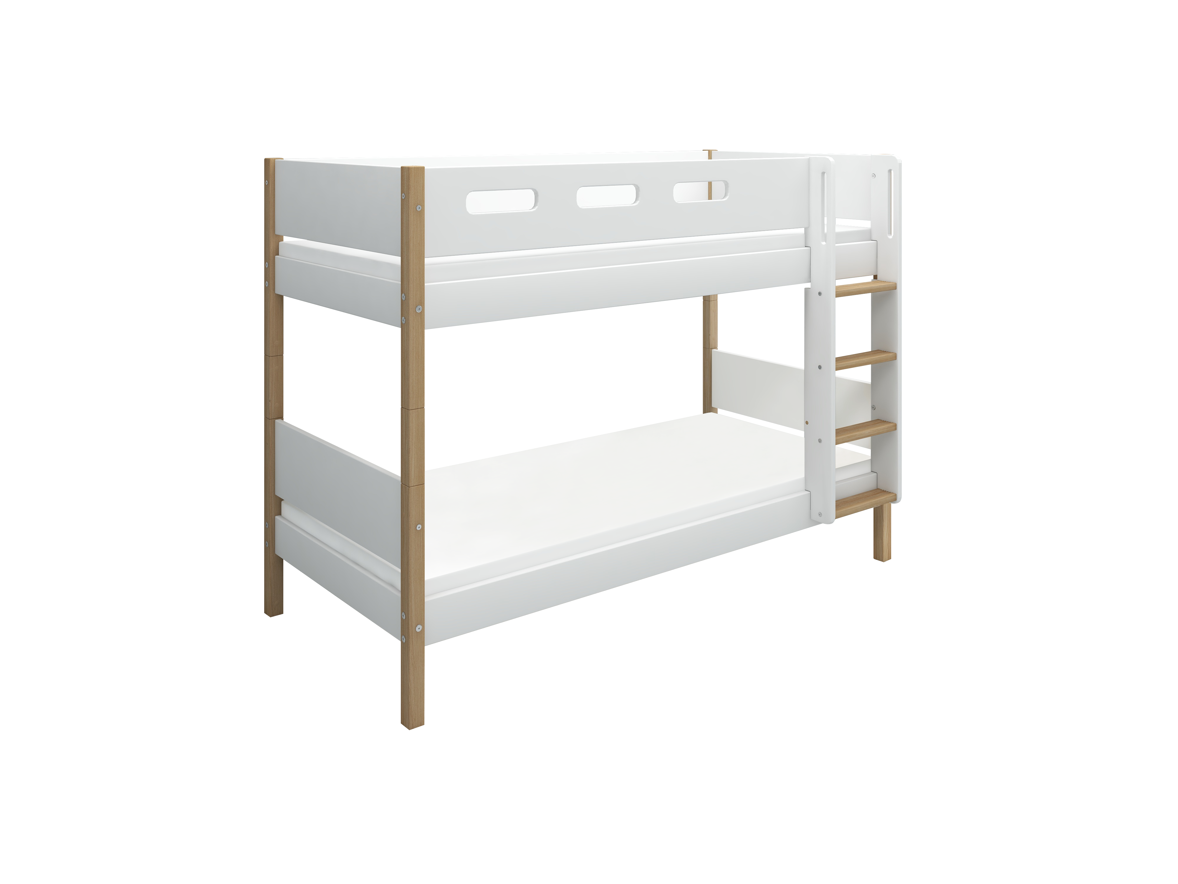 Nor Køjeseng 154 Cm Med Stige Og Cut Out Sengehest 90x200 Cm   Hvid Eg fra Flexa