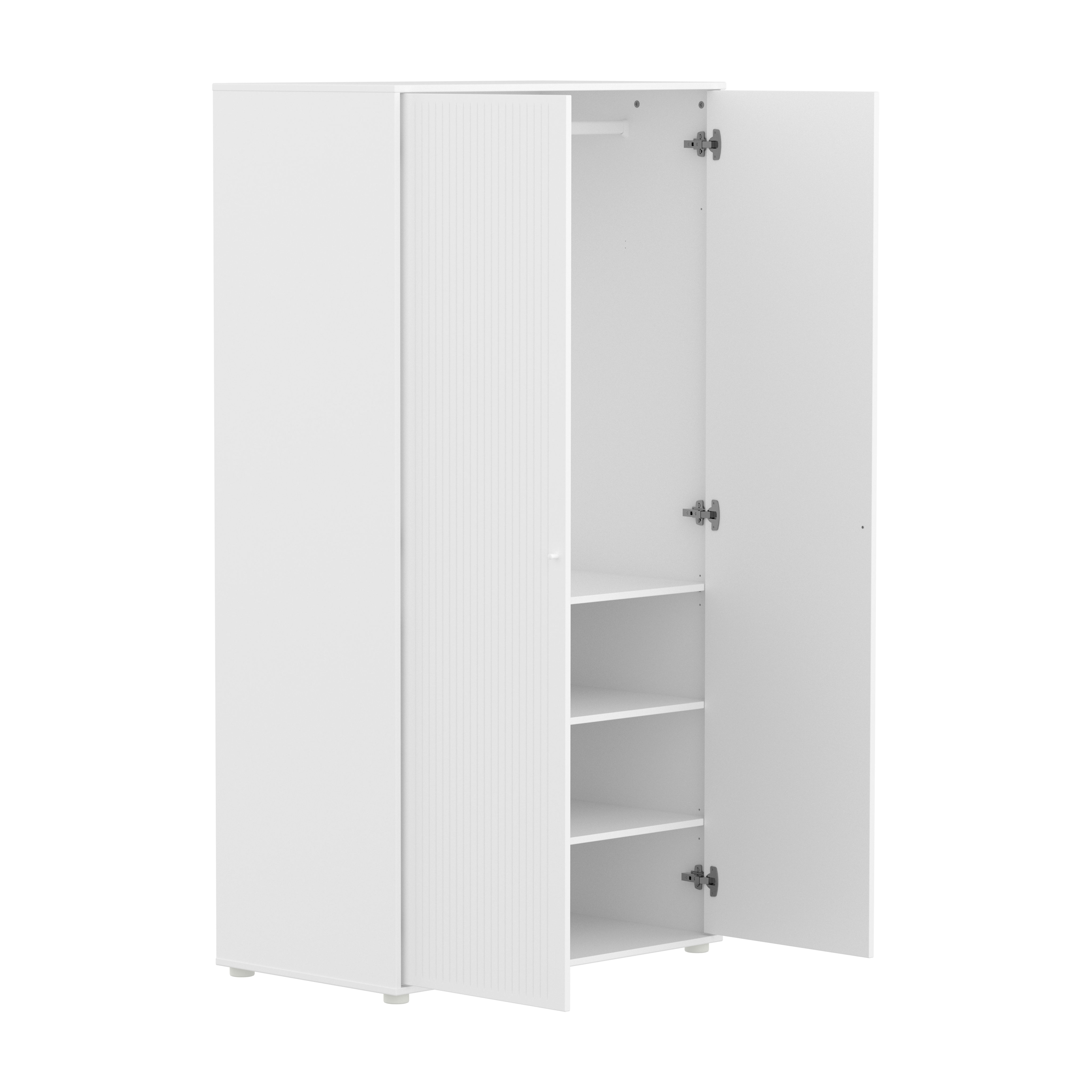 Saga Garderobeskab 200x100x55 Hvid Riller Hvide Ben Og Greb fra Flexa