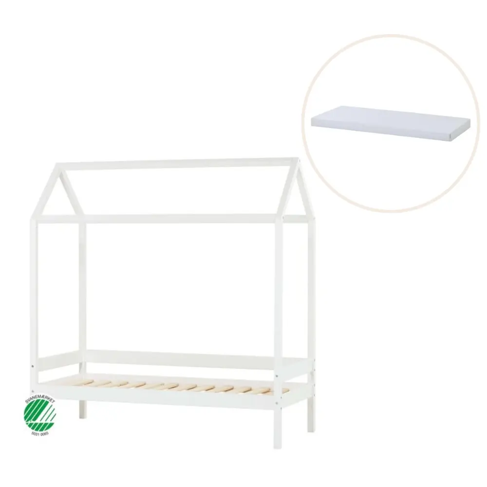 Eco Comfort Husseng Med Madras   70x160 Cm.   Hvid fra Hoppekids