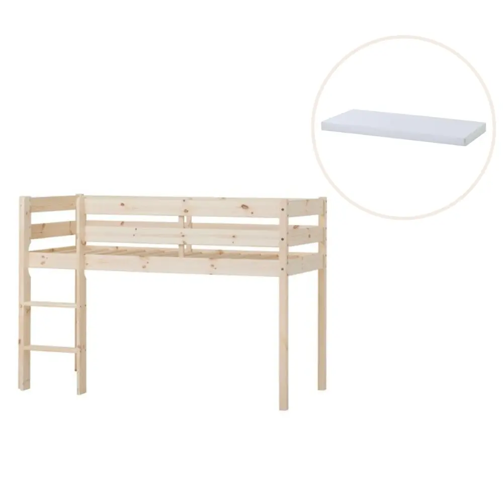 Eco Comfort Halvhøj Seng Med Madras   70x160 Cm.   Natur fra Hoppekids