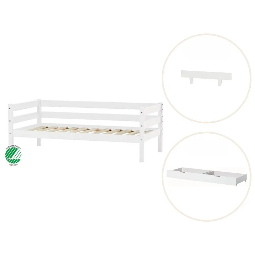 Eco Comfort Juniorseng Hvid, Med Sengehest Og Skuffesæt fra Hoppekids