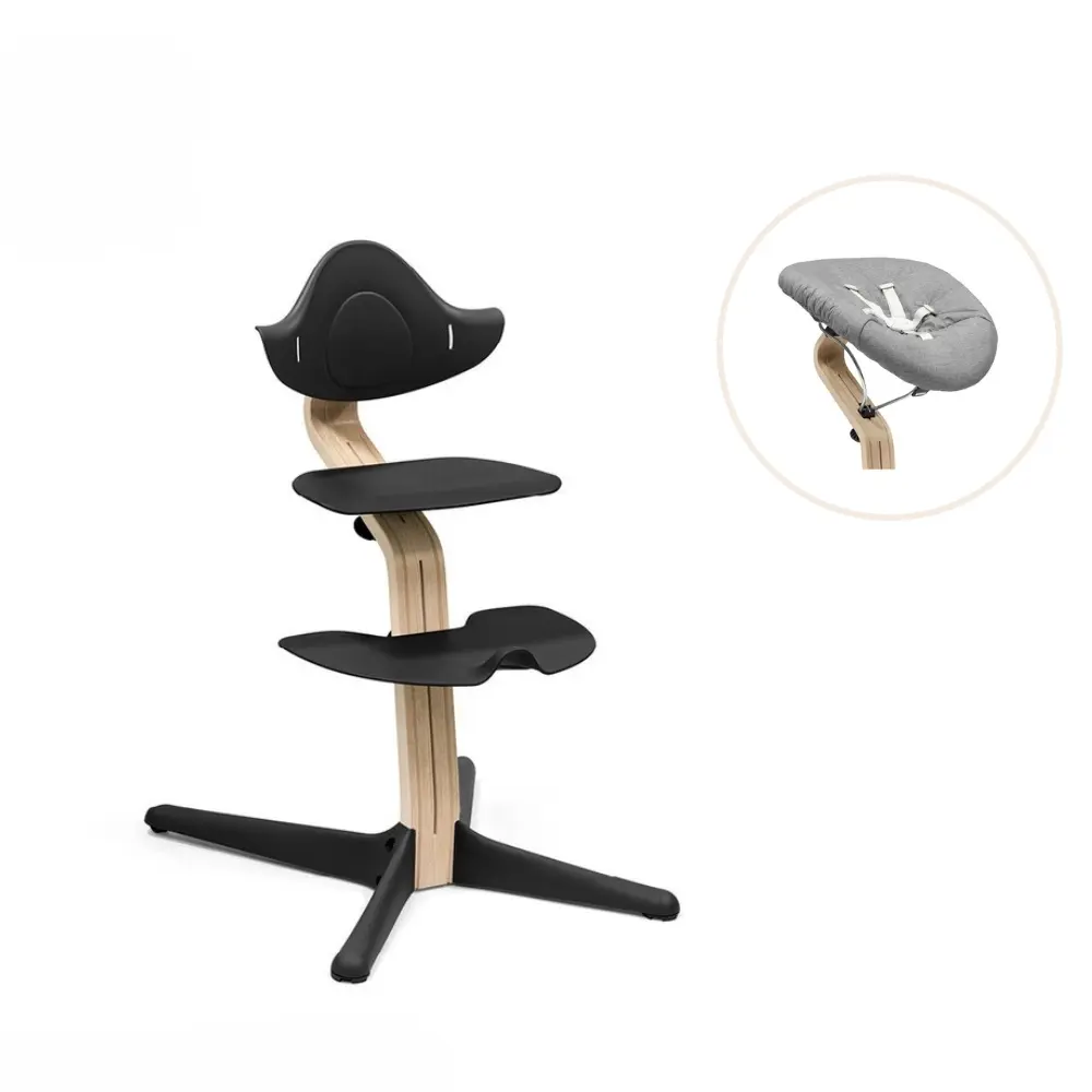 Nomi Højstol Inkl. Newborn Sæt   Natur Black fra Stokke Nomi