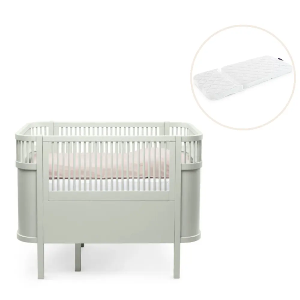 Baby & Jr. Seng   Mist Green Med Madras fra Sebra