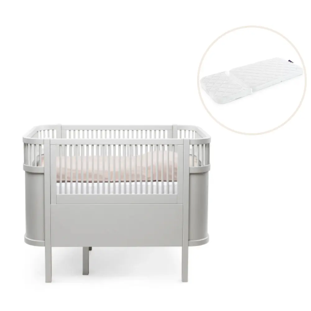 Baby & Jr. Seng   Stone Grå Med Madras fra Sebra
