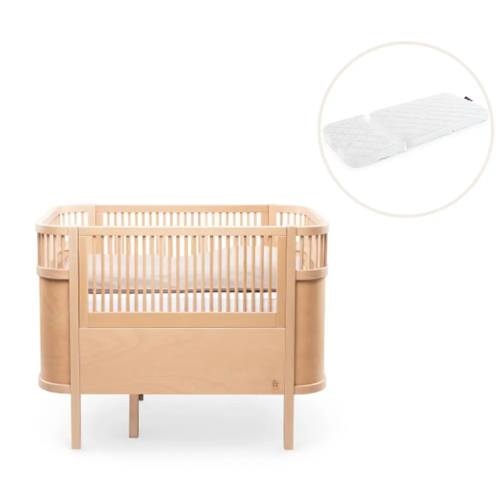 Baby & Jr. Seng   Wooden Edition Med Madras fra Sebra