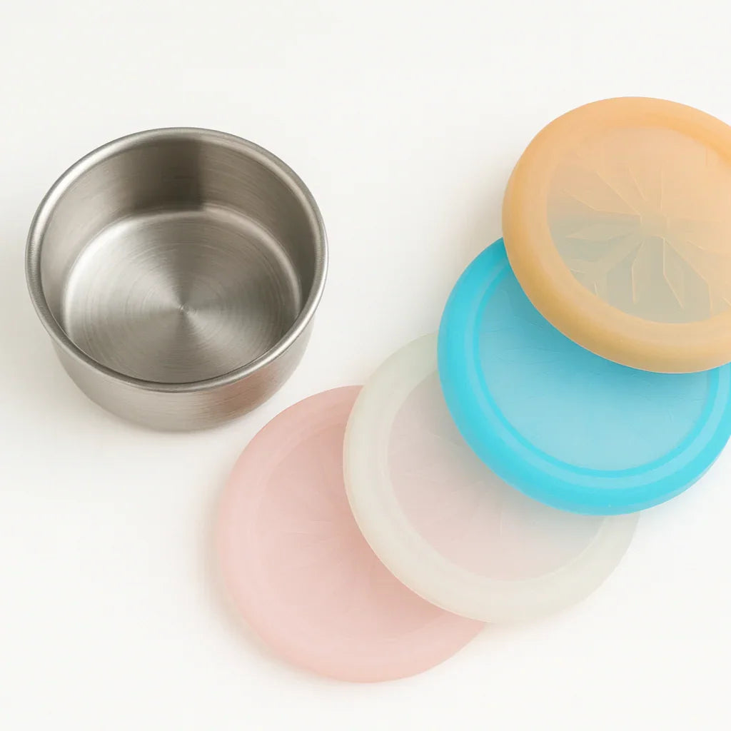 Lille Bøtte Med Silikonelåg   Blå fra Mammu