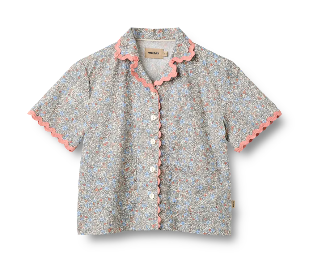 Vilma Lace T Shirt Air Blue Flowers 122 fra Wheat