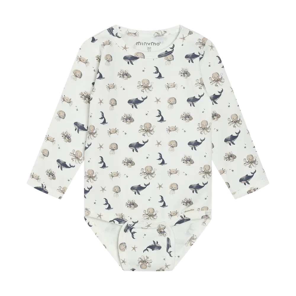 Langærmet Body M. Print   White Pepper   50 fra Minymo
