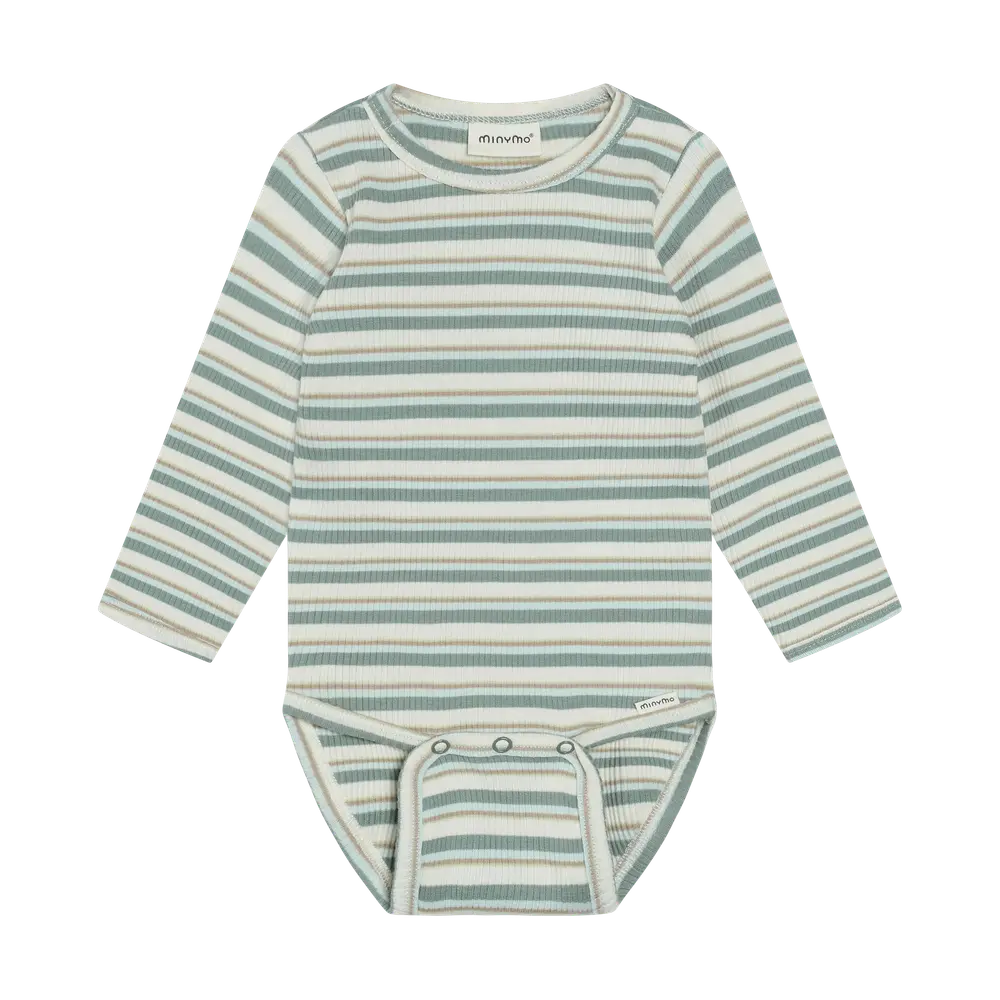 Langærmet Rib Body M. Striber Lily Pad 62 fra Minymo