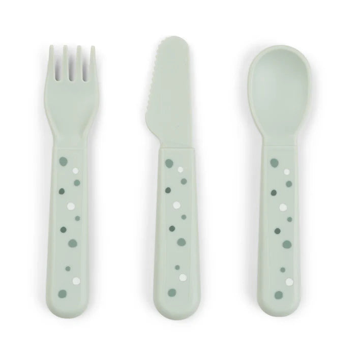 Foodie Bestiksæt Happy Dots Grøn fra Done By Deer