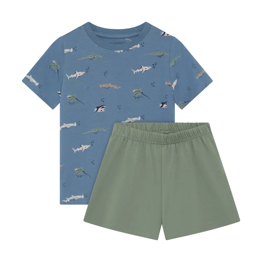 T Shirt Og Shorts Sæt Blue Shadow 92 fra Minymo