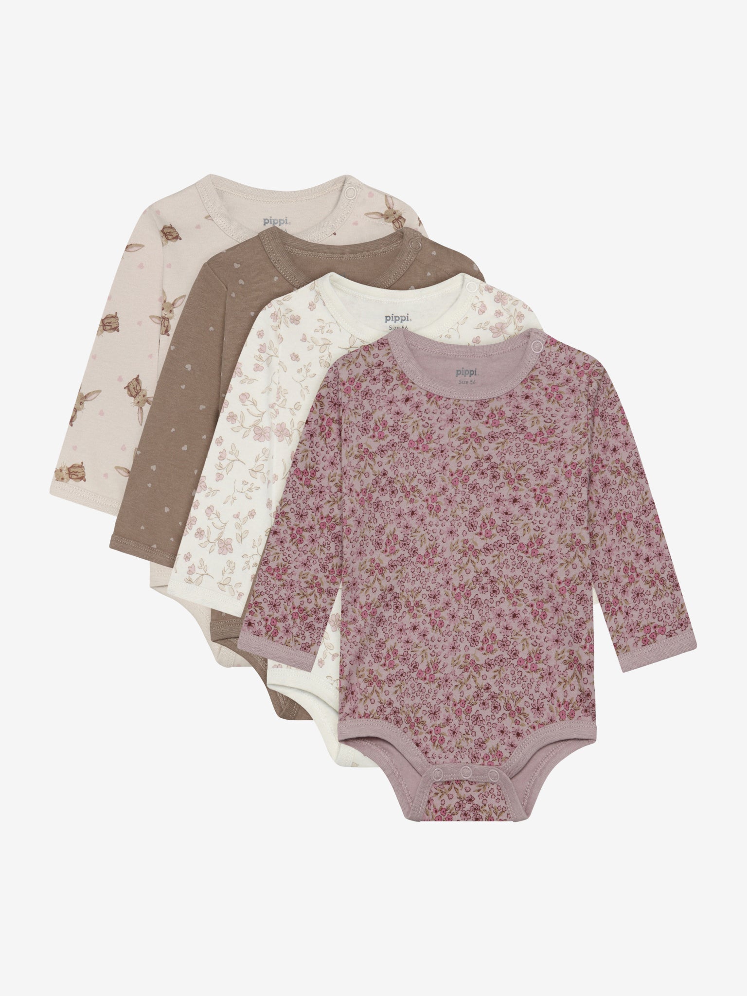 Langærmet Body 4 Stk   Violet Ice   50 fra Pippi