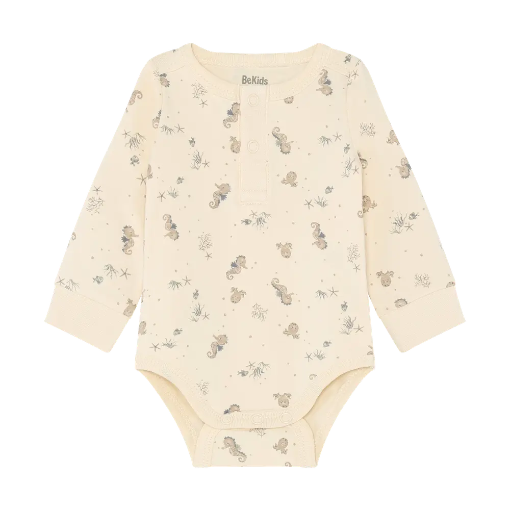 Langæarmet Body M. Print Folkstone Gray 80 fra Bekids