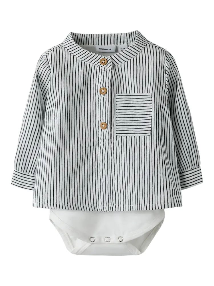 Far Langærmet Skjortebody   Cloud Dancer Navy Blazer   56 fra Name It
