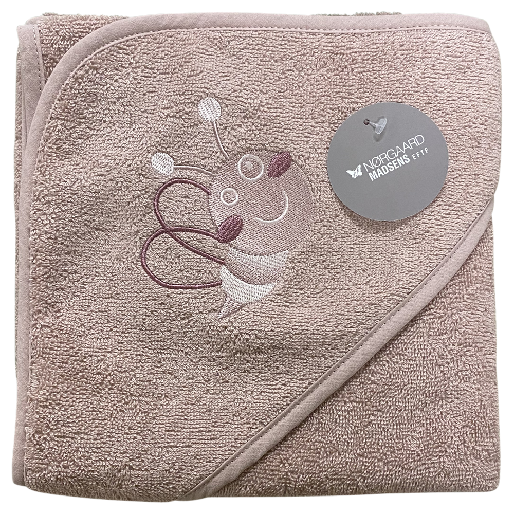 Badeslag Mauve Bomuldsfrotté  M  Bi Broderet På Hætten, Str. 75x75 Cm. fra Nørgaard Madsen