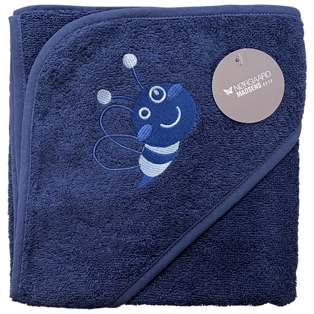 Badeslag Navy Bomuldsfrotté M  Bi Broderet På Hætten, Str. 75x75 Cm. fra Nørgaard Madsen