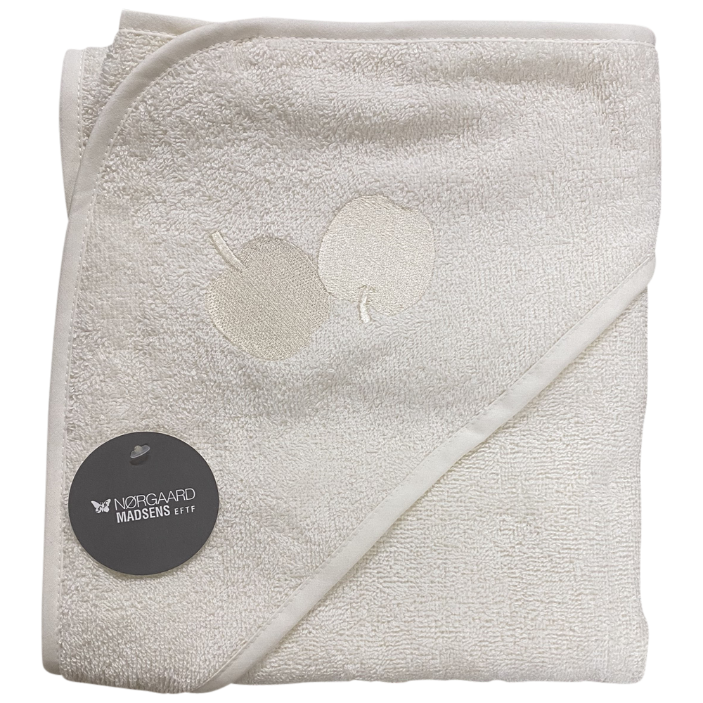 Badeslag Off White Bomuldsfrotté M  æbler Broderet På Hætten, Str. 75x75 Cm. fra Nørgaard Madsen