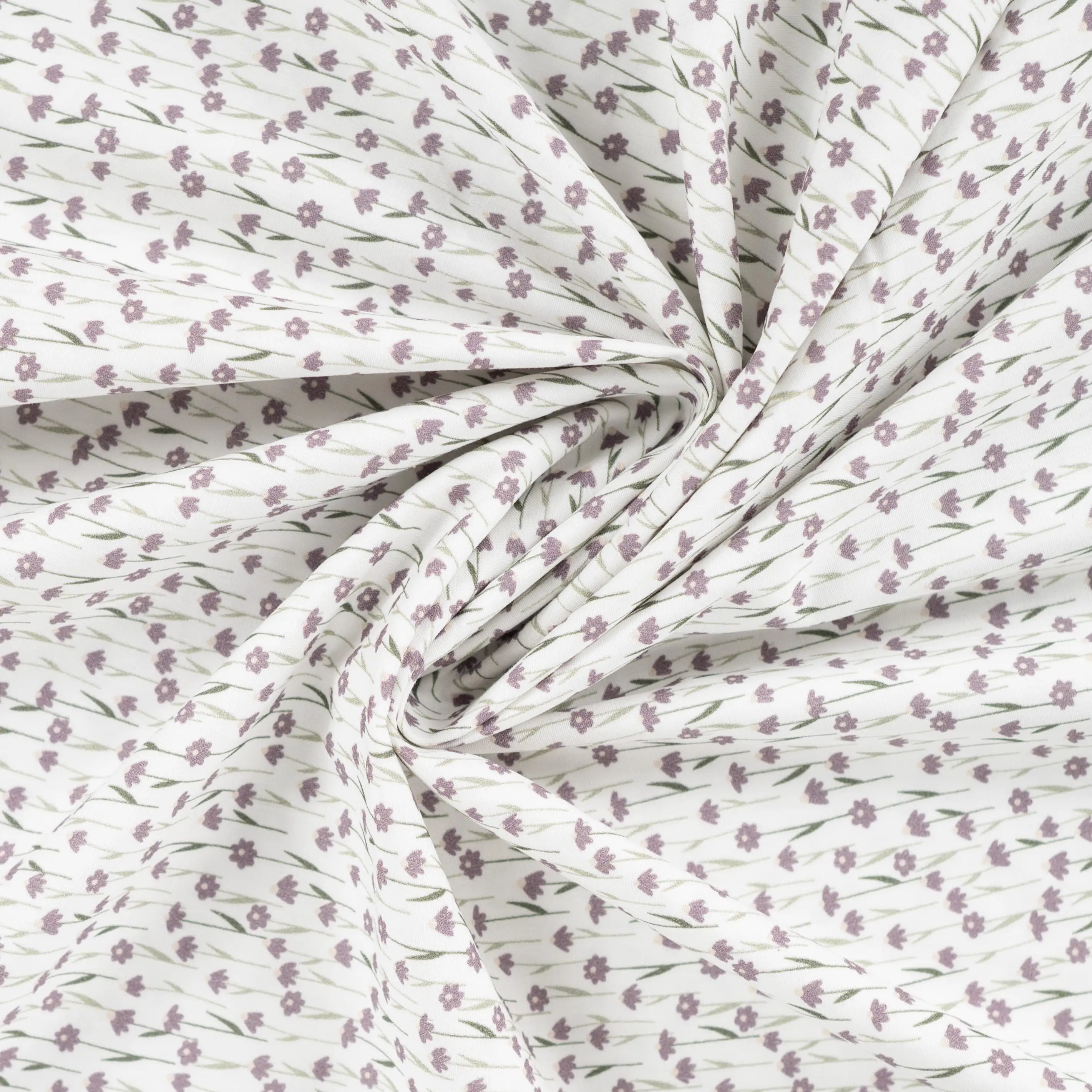 Baby Sengelinned, Dess. 1332 Hvid M  Lavendel Farvede Blomster Og Grønne Grene fra Nørgaard Madsen