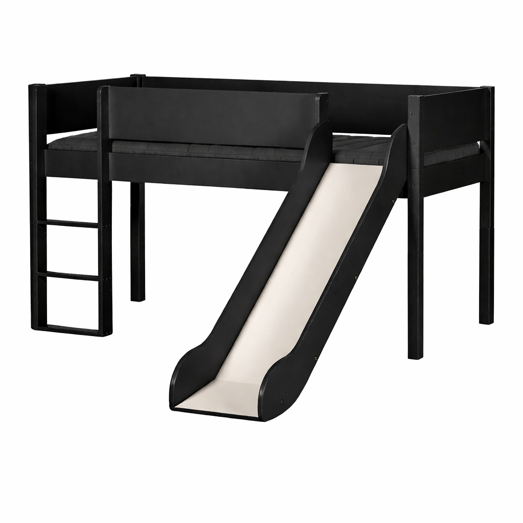 Loke Halvhøjseng Med Rutsjebane 90x200 Black fra Manis-h