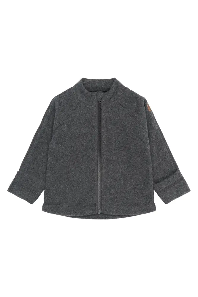 Bomuld Fleece Jakke   Anthracite Melange   116 fra Mikk-line