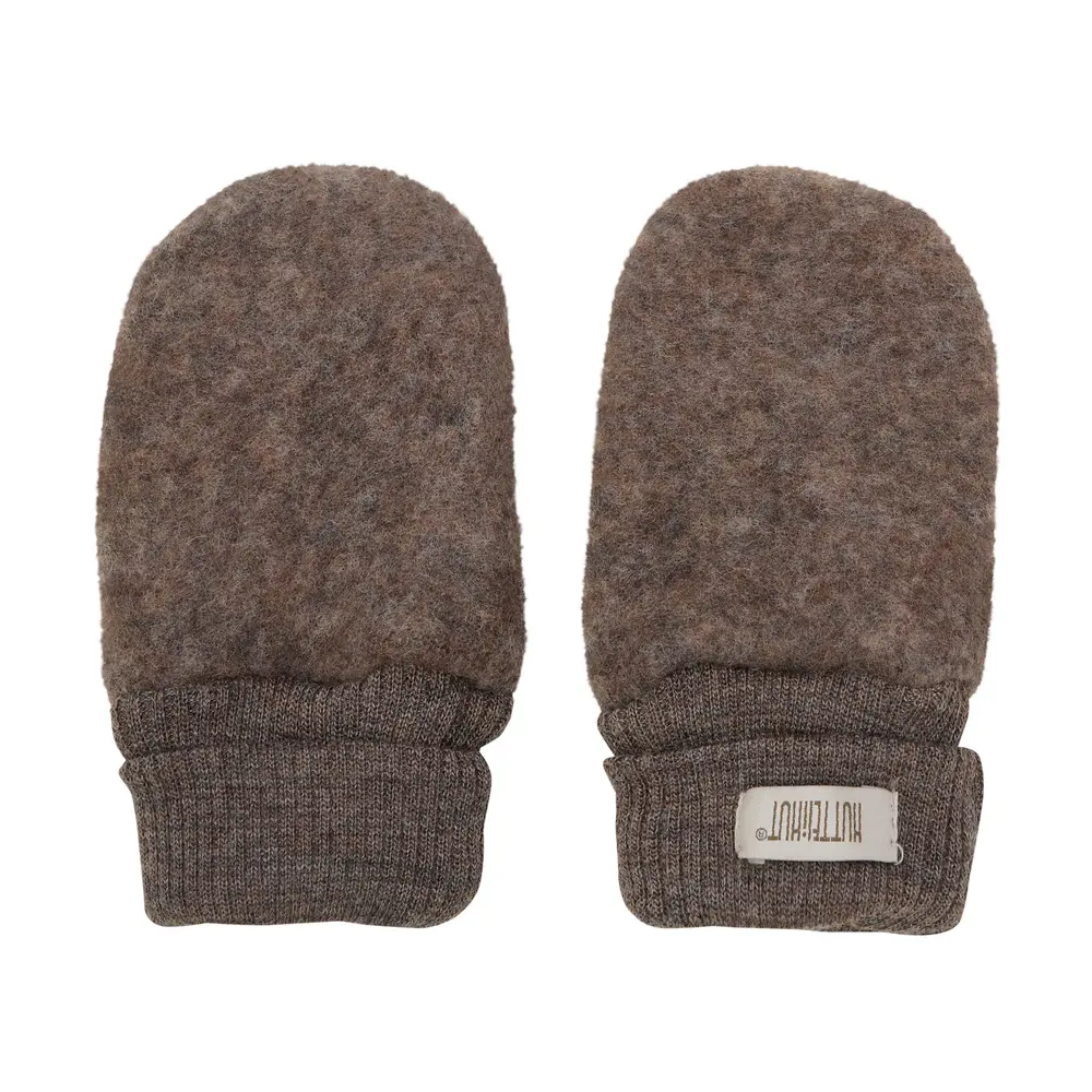 Uld Fleece Vanter   Brown Melange   62 68 fra Huttelihut