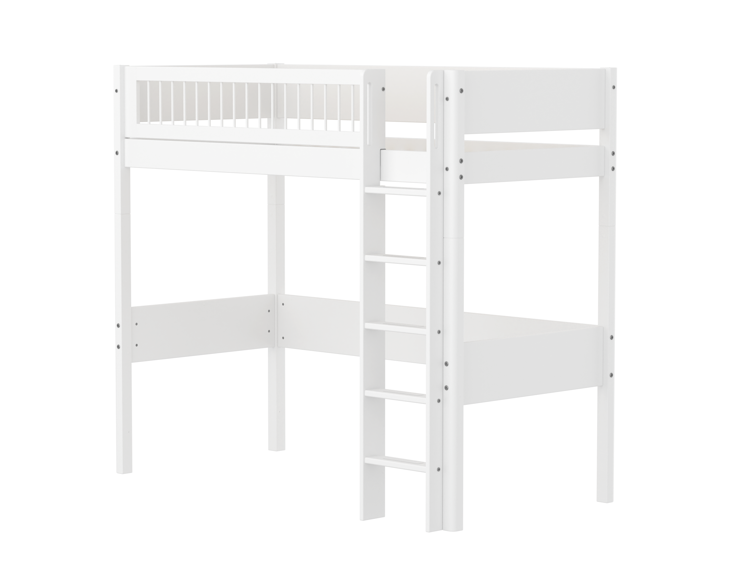White Højseng  184 Cm Med Stige Og Crossbar Sengehest  90x200 Cm  Hvid fra Flexa