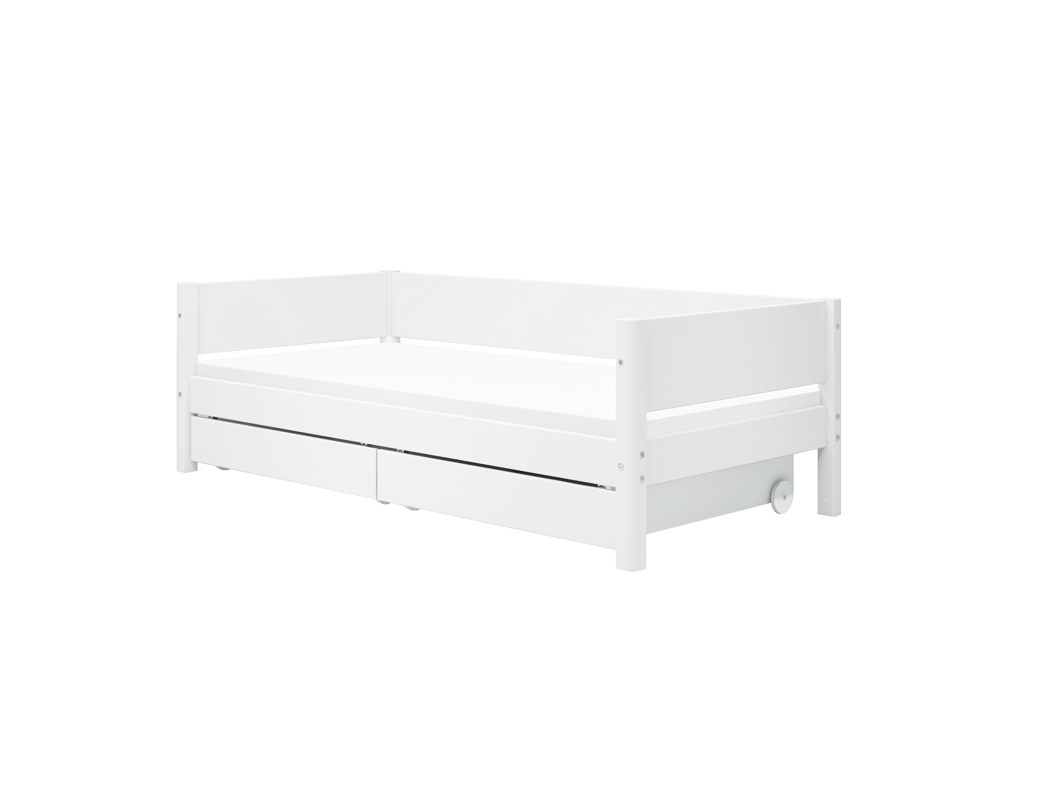 White Enkeltseng 90x200 Cm M. Baggavl Incl. 2 Udtræksskuffer   Hvid fra Flexa
