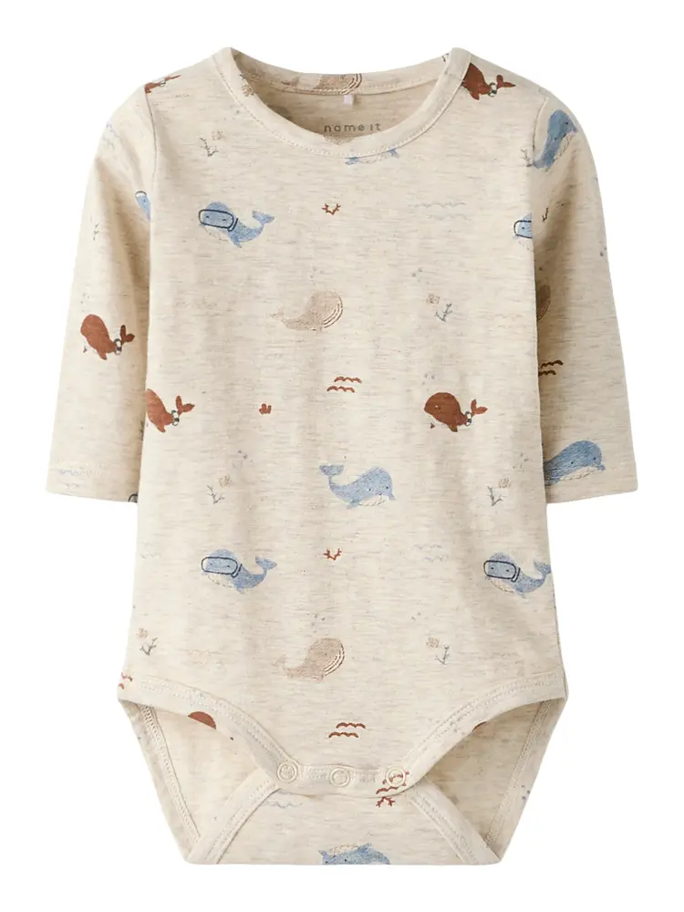 Flap Langærmet Body   Peyote Melange   74 fra Name It