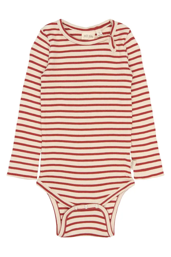 Sky Langærmet Body   Cinnabar Striped   62 Cm fra Petit Piao