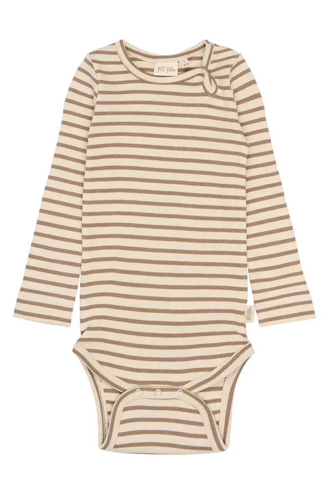 Sky Langærmet Body   Ginger Snap Striped   92 Cm fra Petit Piao