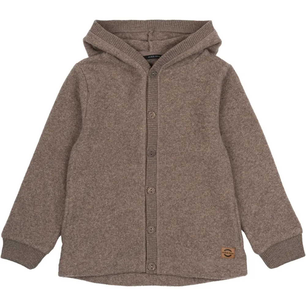 Bomuld Fleece Cardigan Med Hætte Melange Denver 74 fra Mikk-line